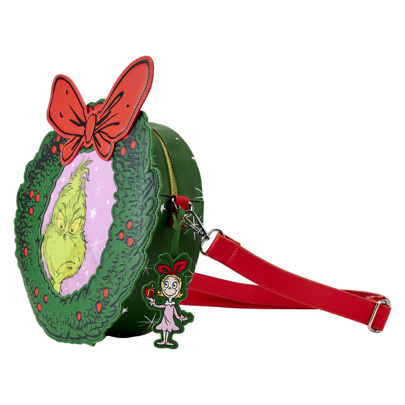 Loungefly How The Grinch Stole Christmas Lenticular Wreath Portrait  Crossbody Bag