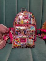 GENTLY USED Loungefly Lisa Frank Iridescent AOP Mini Backpack and Wallet Set