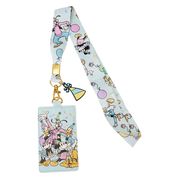 *NEW* Loungefly Disney Mickey and Friends Birthday Celebration Lanyard with Card Holder