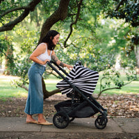 *FINAL SALE* Milk Snob 5-in-1 Multifunctional Carseat Cover - Black & White Signature Stripe
