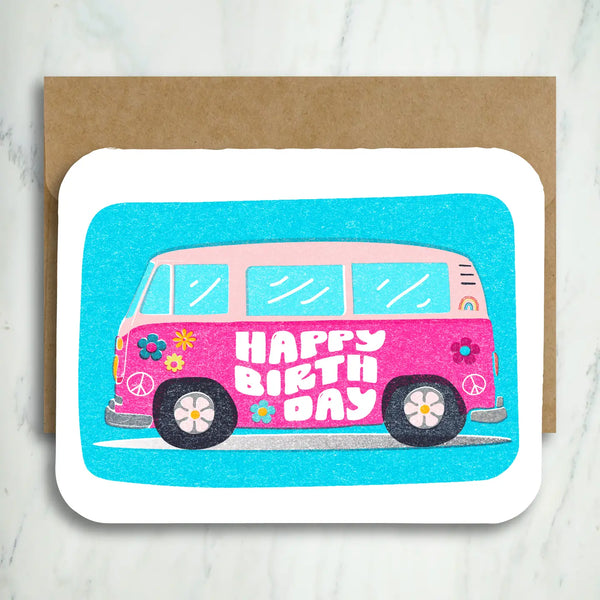 *NEW* Paper Chain Studios Groovy Birthday Bus Greeting Card