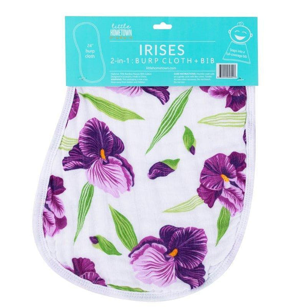 Little Hometown 2-in-1 Burp Cloth & Bib: Irises