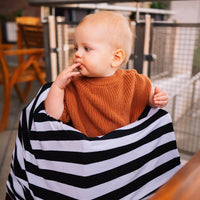 *FINAL SALE* Milk Snob 5-in-1 Multifunctional Carseat Cover - Black & White Signature Stripe