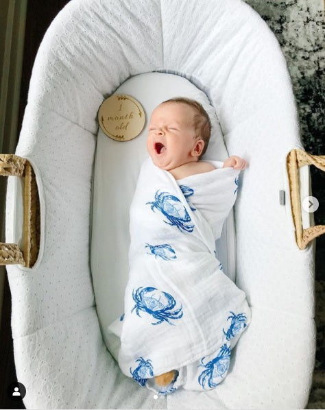 *NEW* Little Hometown Muslin Swaddle Blanket - Blue Crab