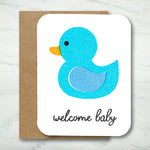 *NEW* Paper Chain Studios Blue Ducky Welcome Baby Greeting Card