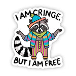 Big Moods 'I Am Cringe, But I Am Free' Raccoon Vinyl Sticker