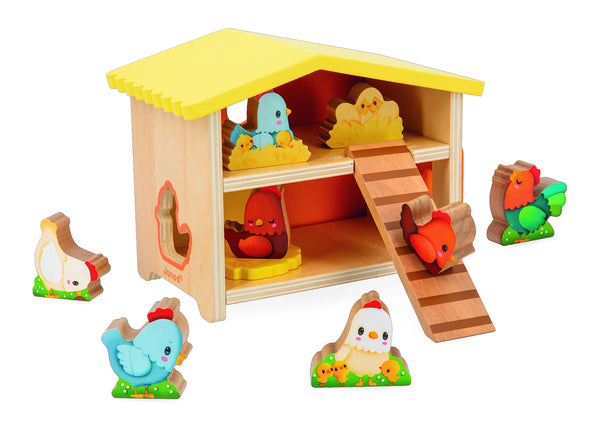 *NEW* Janod My First Henhouse Wooden Toy Set