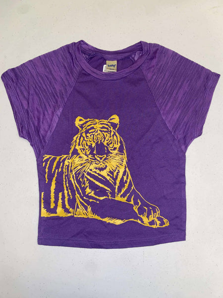Little Black Tutu Tiger Toddler Girls Raglan Tee, 3T