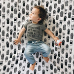 *FINAL SALE* Modern Burlap Organic Cotton Black & White Muslin Swaddle - Coffee Love