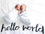 *FINAL SALE* Modern Burlap Organic Cotton Black & White Muslin Swaddle - Hello World