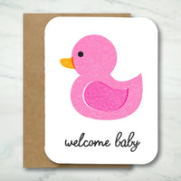 *NEW* Paper Chain Studios Pink Ducky Welcome Baby Greeting Card