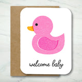 *NEW* Paper Chain Studios Pink Ducky Welcome Baby Greeting Card