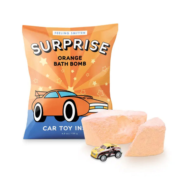 Feeling Smitten Surprise Bath Bomb - Race Car Orange