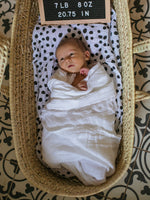 Modern Burlap Organic Cotton Muslin White Fringe Swaddle