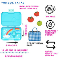 *NEW* Yumbox Tapas 4-Compartment Leakproof Bento Box - Palm Green with Lime Tray