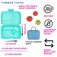 *NEW* Yumbox Tapas 5-Compartment Leakproof Bento Box - Bali Blue with Clear Aqua Tray