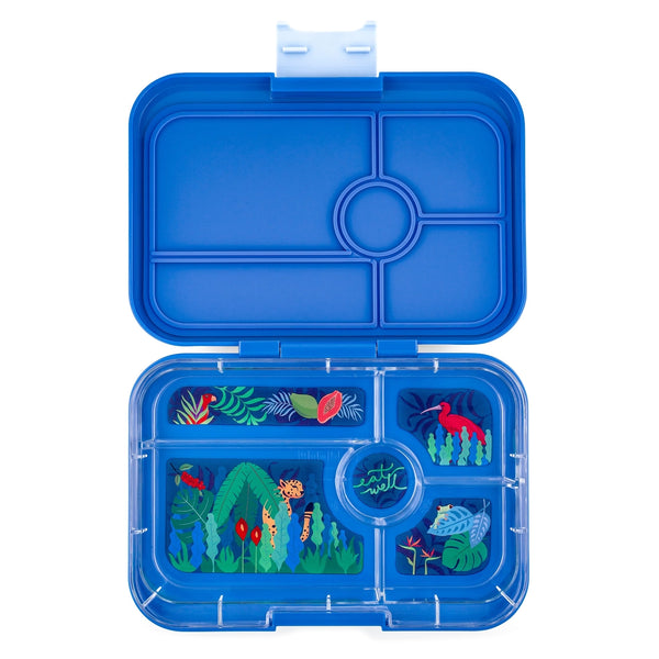 *NEW* Yumbox Tapas 5-Compartment Leakproof Bento Box - True Blue with Jungle Tray