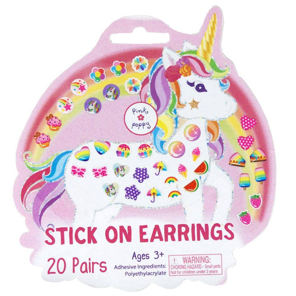 Pink Poppy Unicorn Sweets Stick-On Earrings, 20 Pairs