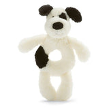 Jellycat Bashful Black & Cream Puppy Ring Rattle