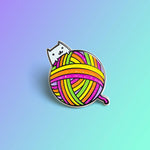 Robot Dance Battle Yarn Ball Kitty Enamel Pin
