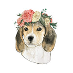 Big Moods Flower Crown Beagle Vinyl Sticker