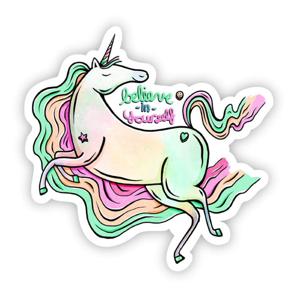 Big Moods 'Believe in Yourself' Unicorn Vinyl Sticker