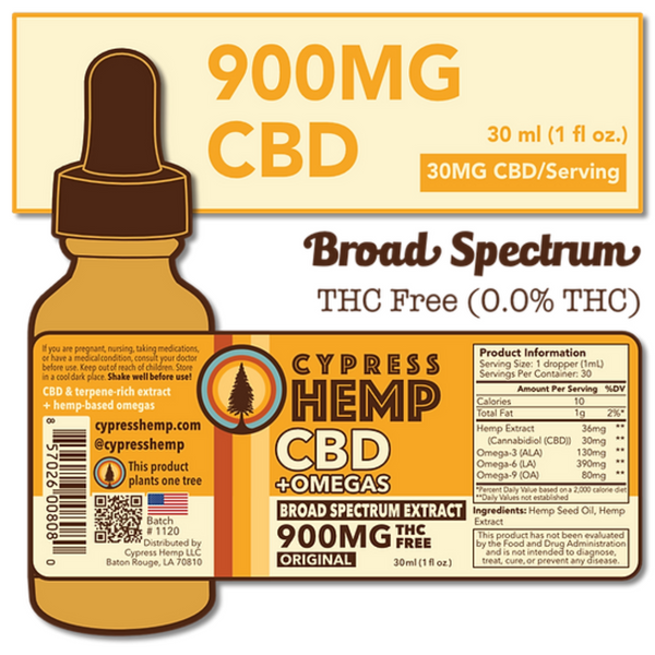Cypress Hemp Broad Spectrum 900mg CBD+OMEGAS Drops