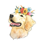 Big Moods Flower Crown Golden Retriever Vinyl Sticker