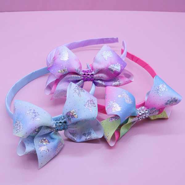Tie Dye Glitter Unicorn Bow Headbands