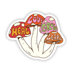 Big Moods 'Heal, Love, Grow, Learn' Mushroom Vinyl Sticker