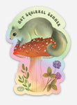 Exclusive Hot Squirrel Summer Holographic Mushroom Die Cut Vinyl Sticker