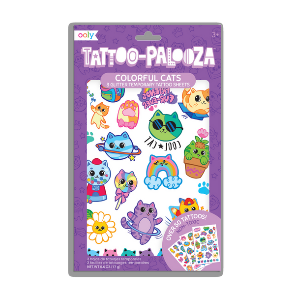 Ooly Tattoo-Palooza Temporary Tattoos - Colorful Cats